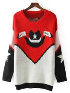 Romwe Hat Pattern Longline Jumper Sweater
