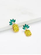 Romwe Rhinestone Overlay Pineapple Shaped Earrings