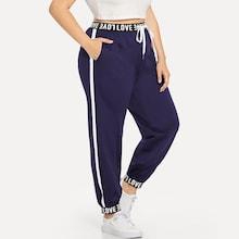 Romwe Plus Letter Taped Pant
