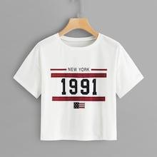 Romwe Number And Letter Print Tee