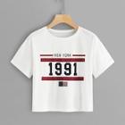 Romwe Number And Letter Print Tee