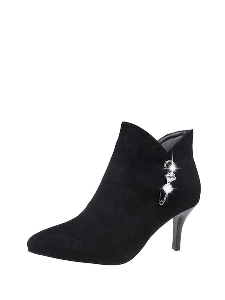 Romwe Stiletto Rhinestone Decorated Heels