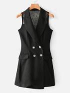 Romwe Lace Back Blazer Romper