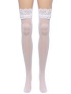 Romwe White Lace Top Thigh High Stockings Nightclubs Pantyhose