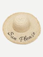 Romwe Embroidered Letter Straw Hat