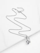 Romwe Mermaid Pendant Chain Necklace With Faux Pearl
