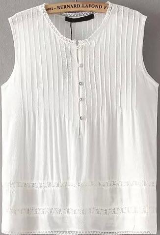 Romwe With Lace Buttons Vertical Striped Top