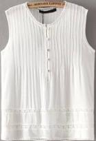 Romwe With Lace Buttons Vertical Striped Top