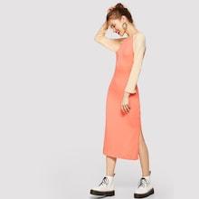 Romwe Contrast Raglan Sleeve Split Dress