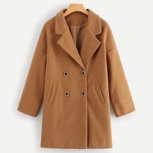 Romwe Double Breasted Pocket Detail Coat