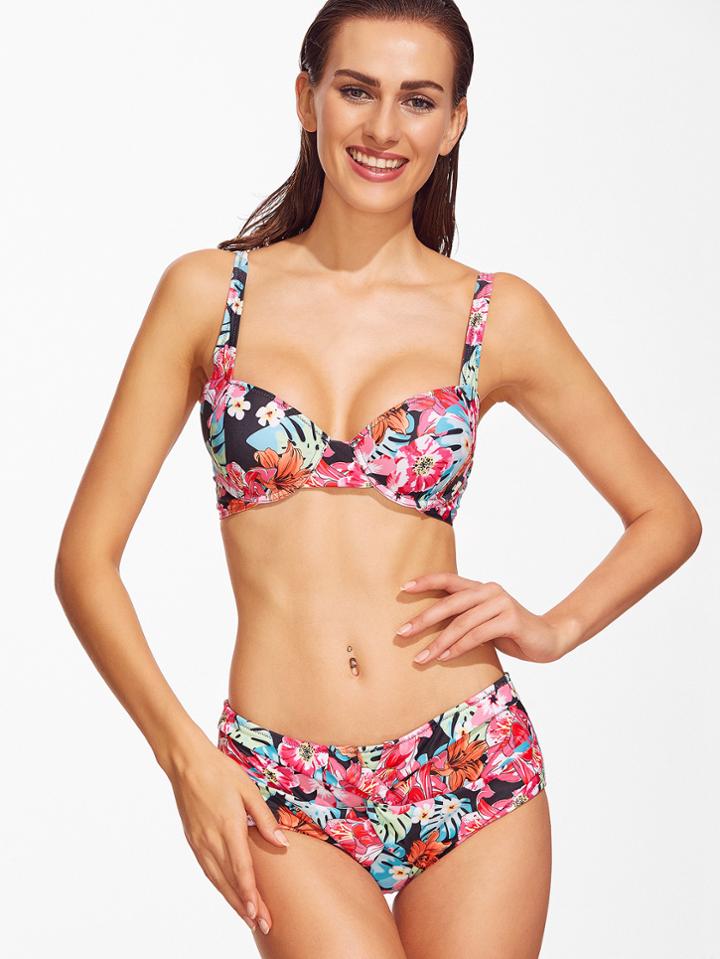 Romwe Floral Print Sexy Bikini Set