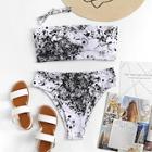 Romwe Plus Ink Drawing Bikini Set
