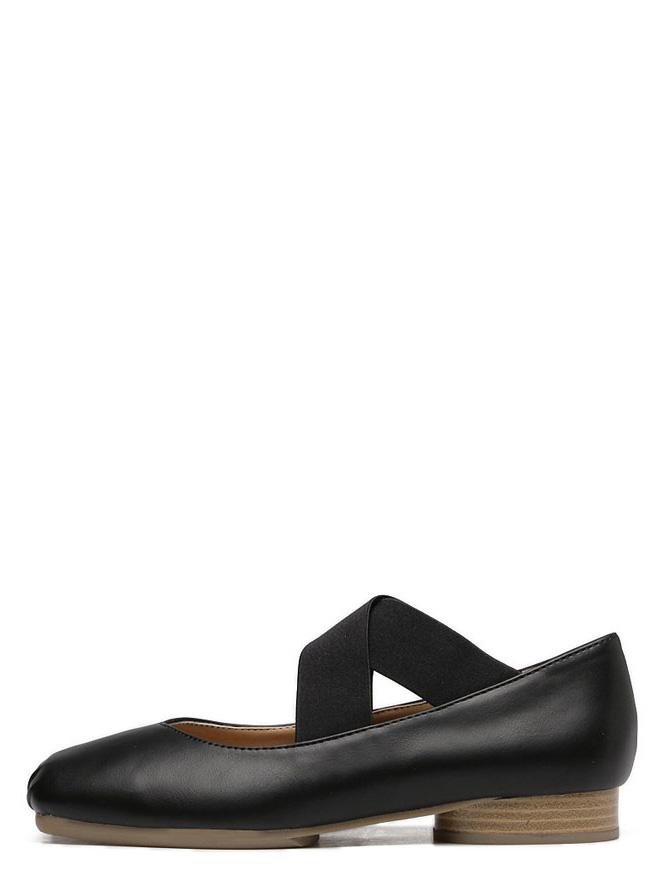 Romwe Black Square Toe Crisscross Flats