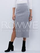 Romwe Grey High Waist Split Skirt