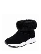 Romwe Faux Fur Lined Suede Ankle Boots