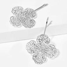 Romwe Flower Decorated Hair Clip 2pcs