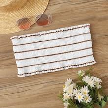 Romwe Smocked Bandeau Swimming Top
