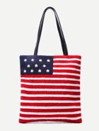 Romwe American Flag Pattern Pu Tote Bag