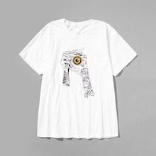 Romwe Guys Hand Print Tee