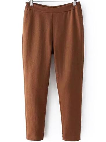 Romwe Women Zipper Khaki Pant