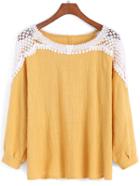 Romwe Contrast Lace Hollow Top