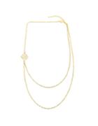 Romwe Gold Plated Two Layers Long Chain Necklace