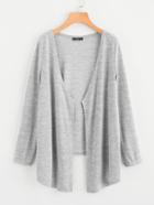 Romwe Open Front High Low Heathered Knit Coat
