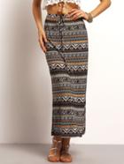 Romwe Multicolor Drawstring Waist Tribal Print Skirt