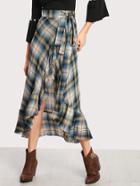 Romwe Madras Plaid Ruffle Hem Wrap Skirt