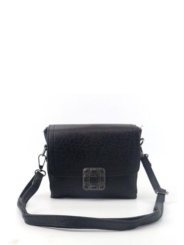 Romwe Crocodile Print Flap Pu Shoulder Bag
