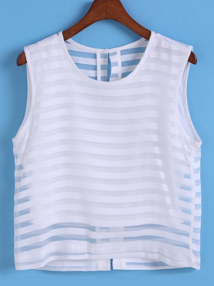 Romwe Dip Hem Striped Tank Top