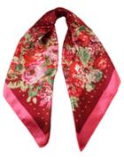 Romwe Fashion Red Flower Print Chiffon Scarves For Women Apparel Accessories