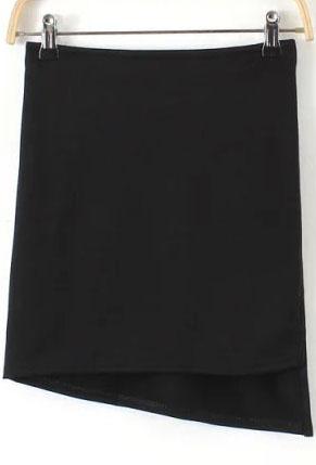 Romwe Elastic Waist Asymmetrical Skirt
