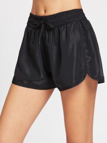 Romwe Drawstring Waist Dolphin Hem Sports Shorts
