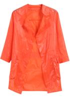 Romwe Orange Long Sleeve Pockets Loose Coat