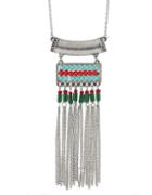 Romwe Ethnic Design Antique Silver Plated Long Tassel Beads Infinity Necklace