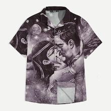 Romwe Guys Figure Print Shirts