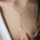 Romwe Heart Detail Lariats Necklace