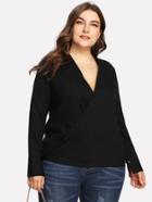 Romwe V Neckline Solid Wrap Blouse
