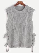 Romwe Light Grey Lace Up Side Sweater Vest