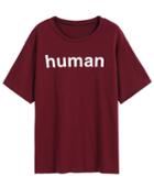 Romwe Human Print Wine Red T-shirt