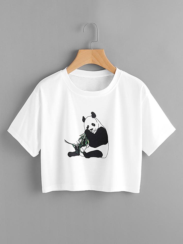 Romwe Panda Print Tee