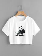 Romwe Panda Print Tee