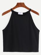 Romwe High Neck Crop Cami Top - Black