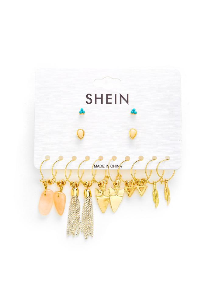 Romwe Mixed Charm Stud & Drop Earrings 7 Pairs
