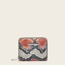 Romwe Snakeskin Print Zipper Purse