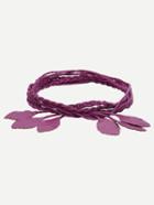 Romwe Purple Leaf Tassel Braided Wrap Belt