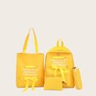 Romwe Slogan Print Lace-up Backpack With Clutch 4pcs
