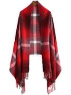 Romwe Women Plaid Fringe Scarf