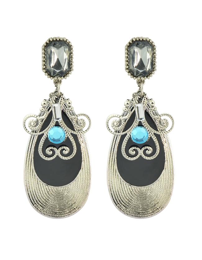 Romwe Latest Fashion Black Plated Long Drop Earrings For Women